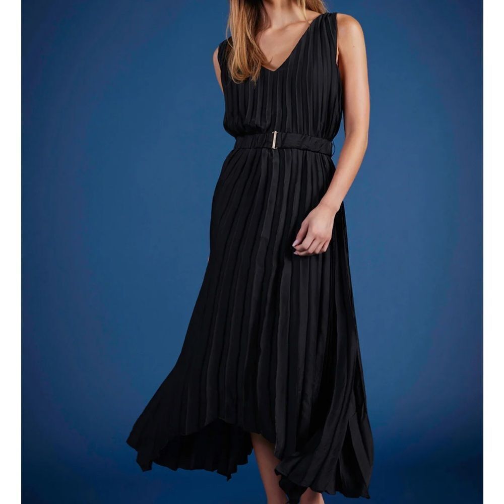 bishop + young Highbrow Black Pleated Maxi Dress S